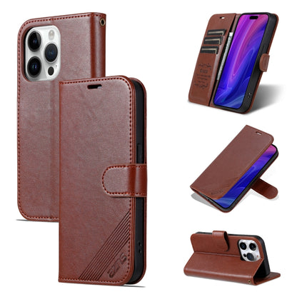 For iPhone 16 Pro Max AZNS Sheepskin Texture Flip Leather Phone Case(Brown) - iPhone 16 Pro Max Cases by AZNS | Online Shopping South Africa | PMC Jewellery | Buy Now Pay Later Mobicred