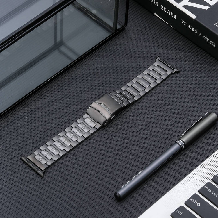 For Apple Watch Series 3 38mm Safety Buckle Titanium Steel Watch Band(Grey) - Watch Bands by PMC Jewellery | Online Shopping South Africa | PMC Jewellery