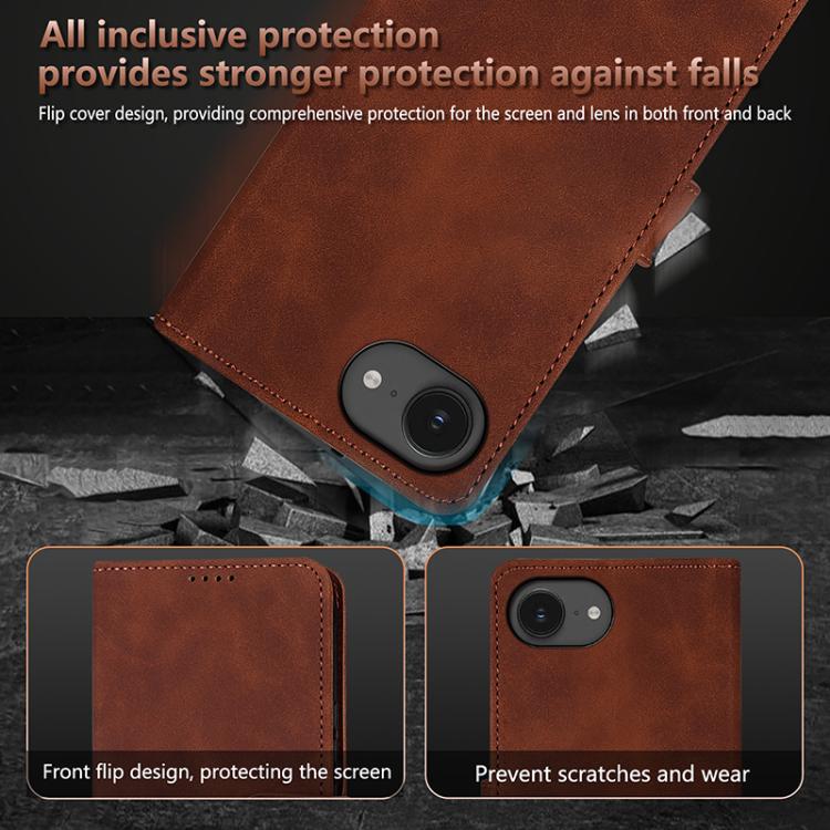 For iPhone 16e AZNS Skin Feel Calf Texture Flip Leather Phone Case(Red) - iPhone 16e Cases by AZNS | Online Shopping South Africa | PMC TechLife | Buy Now Pay Later Mobicred