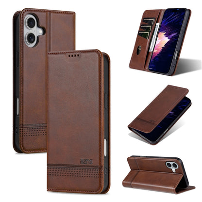 For iPhone 16 Plus AZNS Magnetic Calf Texture Flip Leather Phone Case(Dark Brown) - iPhone 16 Plus Cases by AZNS | Online Shopping South Africa | PMC Jewellery | Buy Now Pay Later Mobicred