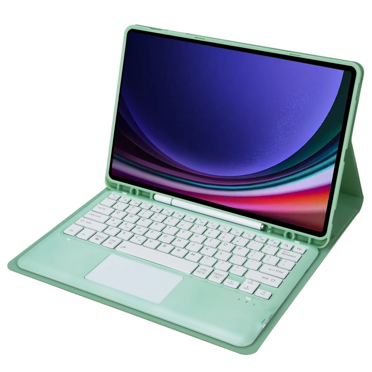 For Samsung Galaxy Tab S9 FE+ A810B-A Touch Pad Detachable Bluetooth Keyboard Leather Tablet Case(Mint Green) - Samsung Keyboard by PMC TechLife | Online Shopping South Africa | PMC TechLife