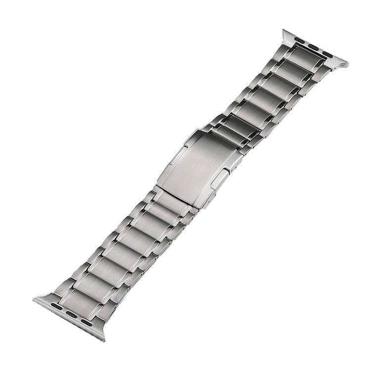 For Apple Watch SE 2022 44mm Five Beads Turtle Buckle Titanium Steel Watch Band(Silver) - Watch Bands by PMC Jewellery | Online Shopping South Africa | PMC Jewellery