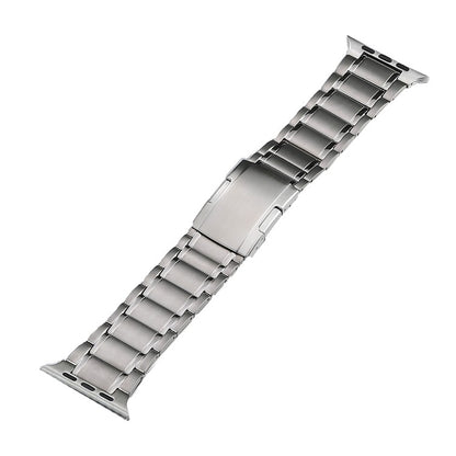 For Apple Watch Series 7 45mm Five Beads Turtle Buckle Titanium Steel Watch Band(Silver) - Watch Bands by PMC Jewellery | Online Shopping South Africa | PMC Jewellery