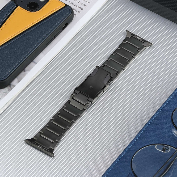 For Apple Watch SE 44mm Five Beads Turtle Buckle Titanium Steel Watch Band(Grey) - Watch Bands by PMC TechLife | Online Shopping South Africa | PMC TechLife