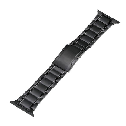 For Apple Watch Series 5 44mm Five Beads Turtle Buckle Titanium Steel Watch Band(Black) - Watch Bands by PMC Jewellery | Online Shopping South Africa | PMC Jewellery