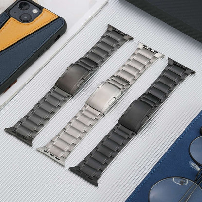 For Apple Watch Series 7 45mm Five Beads Turtle Buckle Titanium Steel Watch Band(Silver) - Watch Bands by PMC Jewellery | Online Shopping South Africa | PMC Jewellery