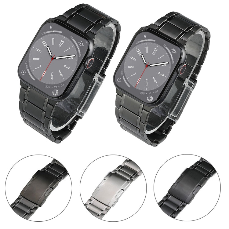 For Apple Watch 42mm Five Beads Turtle Buckle Titanium Steel Watch Band(Black) - Watch Bands by PMC TechLife | Online Shopping South Africa | PMC TechLife