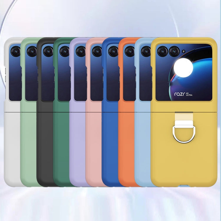 For Motorola Razr 40 Ultra Skin Feel Silicone Foldable Phone Case with Ring(Dark Blue) - Motorola Cases by PMC TechLife | Online Shopping South Africa | PMC TechLife