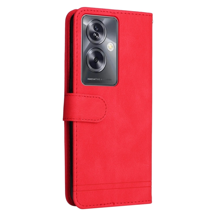 For OPPO A79 5G Skin Feel Life Tree Metal Button Leather Phone Case(Red) - OPPO Cases by PMC TechLife | Online Shopping South Africa | PMC TechLife