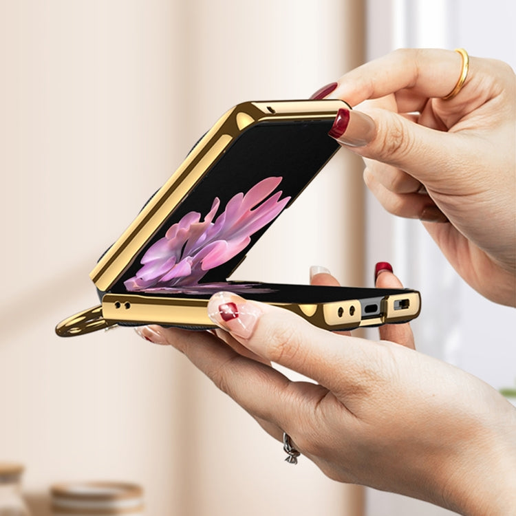 For Samsung Galaxy Z Flip6 / Flip7 FE GKK Integrated Plating Diamond Texture PU Phone Case with Ring(Purple) - free shipping - PMC Jewellery - Order now!