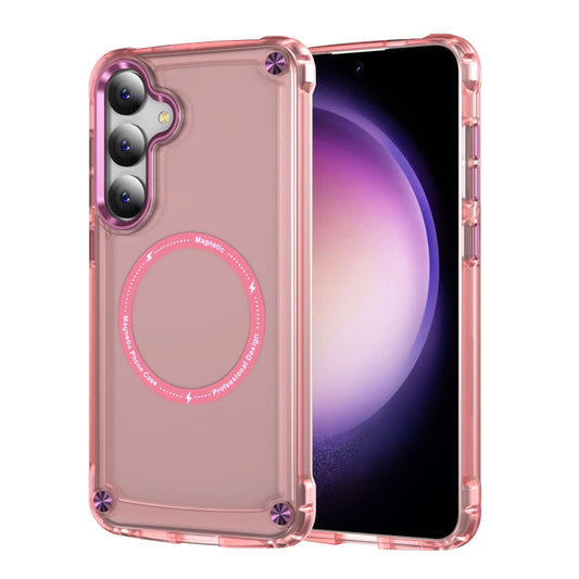 For Samsung Galaxy S25 5G Skin Feel TPU + PC MagSafe Magnetic Phone Case(Transparent Pink) - Galaxy S25 5G Cases by PMC Jewellery | Online Shopping South Africa | PMC Jewellery | Buy Now Pay Later Mobicred