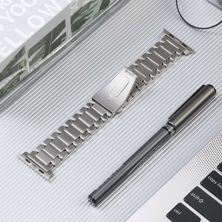 For Apple Watch Series 7 41mm Five Beads Titanium Steel Watch Band(Silver) - Watch Bands by PMC TechLife | Online Shopping South Africa | PMC TechLife