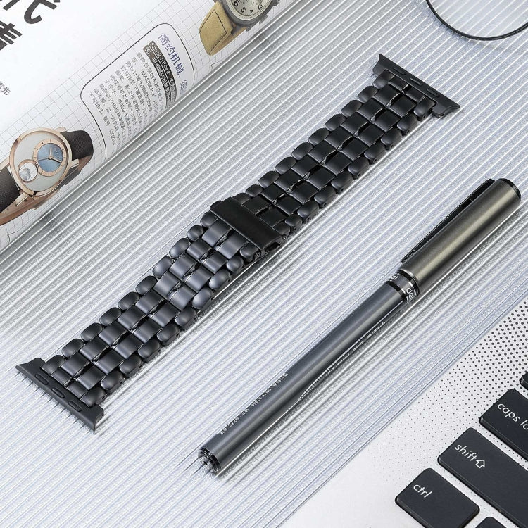 For Apple Watch SE 44mm Five Beads Titanium Steel Watch Band(Black) - Watch Bands by PMC TechLife | Online Shopping South Africa | PMC TechLife
