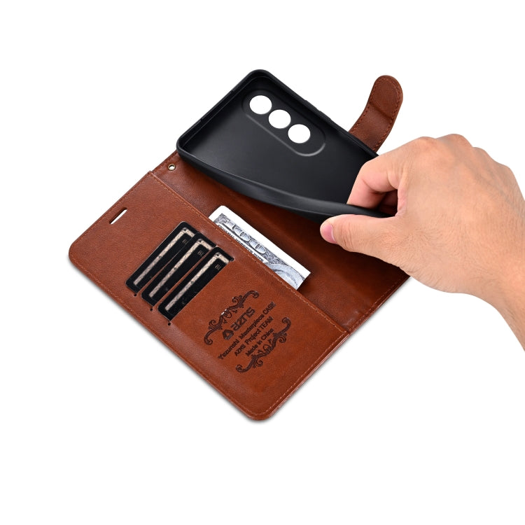 For OPPO K12 AZNS Sheepskin Texture Flip Leather Phone Case(Brown) - free shipping - PMC TechLife - Order now!