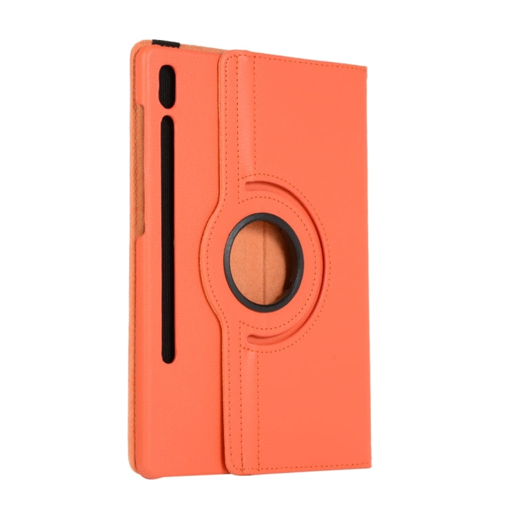 For Samsung Galaxy Tab S9 360 Degrees Rotation Holder Litchi Texture Leather Tablet Case(Orange) - Galaxy Tab S9 Cases by PMC Jewellery | Online Shopping South Africa | PMC Jewellery | Buy Now Pay Later Mobicred