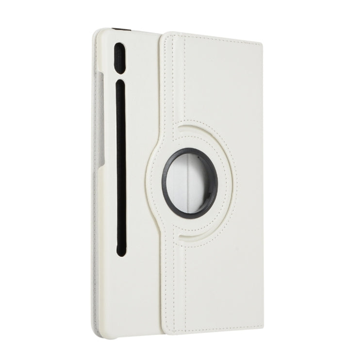 For Samsung Galaxy Tab S9 360 Degrees Rotation Holder Litchi Texture Leather Tablet Case(White) - Galaxy Tab S9 Cases by PMC Jewellery | Online Shopping South Africa | PMC Jewellery | Buy Now Pay Later Mobicred