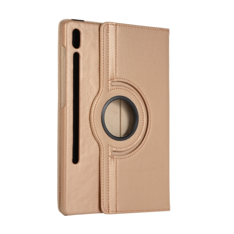 For Samsung Galaxy Tab S9+ / Tab S10+ 360 Degrees Rotation Holder Litchi Texture Leather Tablet Case(Golden) - Galaxy Tab S9+ Cases by PMC Jewellery | Online Shopping South Africa | PMC Jewellery | Buy Now Pay Later Mobicred