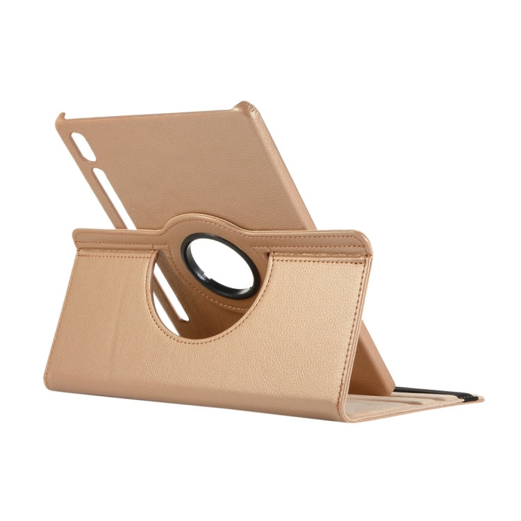 For Samsung Galaxy Tab S9+ / Tab S10+ 360 Degrees Rotation Holder Litchi Texture Leather Tablet Case(Golden) - Galaxy Tab S9+ Cases by PMC Jewellery | Online Shopping South Africa | PMC Jewellery | Buy Now Pay Later Mobicred