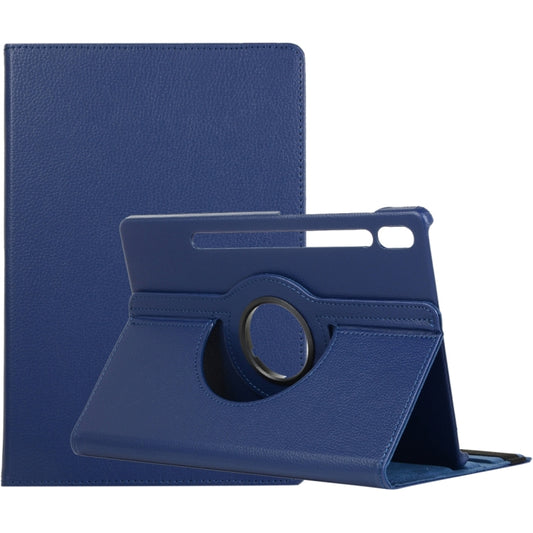 For Samsung Galaxy Tab S9+ / Tab S10+ 360 Degrees Rotation Holder Litchi Texture Leather Tablet Case(Blue) - Galaxy Tab S9+ Cases by PMC Jewellery | Online Shopping South Africa | PMC Jewellery | Buy Now Pay Later Mobicred