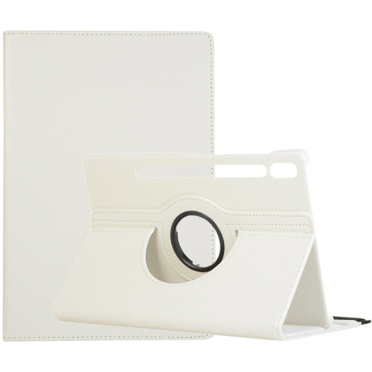 For Samsung Galaxy Tab S9+ / Tab S10+ 360 Degrees Rotation Holder Litchi Texture Leather Tablet Case(White) - Galaxy Tab S9+ Cases by PMC Jewellery | Online Shopping South Africa | PMC Jewellery | Buy Now Pay Later Mobicred