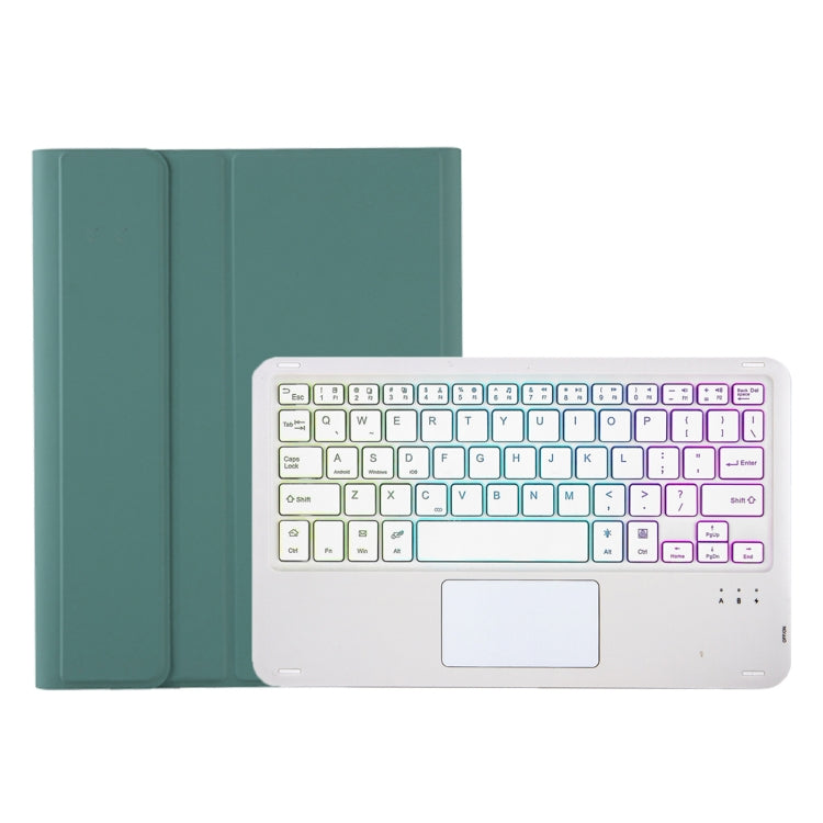 For Samsung Galaxy Tab S9 FE / 10 FE Candy Color Touch Backlight Bluetooth Keyboard Leather Tablet Case with Pen Holder(Dark Green) - free shipping - PMC TechLife - Order now!