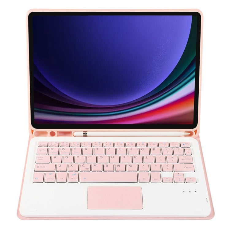 For Samsung Galaxy Tab S9 A710B-A Candy Color TPU Touch Bluetooth Keyboard Leather Tablet Case with Pen Holder(Pink) - Samsung Keyboard by PMC TechLife | Online Shopping South Africa | PMC TechLife