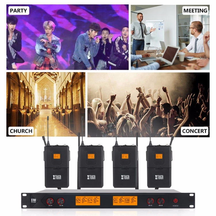 XTUGA A400-HB Professional 4-Channel UHF Wireless Microphone System with 2 Handheld & 2 Headset Microphone(AU Plug) - Microphone by XTUGA | Online Shopping South Africa | PMC Jewellery | Buy Now Pay Later Mobicred