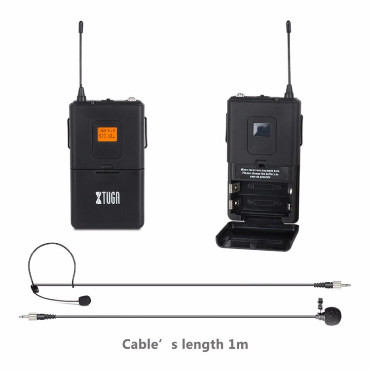 XTUGA A400-B Professional 4-Channel UHF Wireless Microphone System with 4 BodyPack Lavalier Headset Microphone(UK Plug) - Microphone by XTUGA | Online Shopping South Africa | PMC Jewellery | Buy Now Pay Later Mobicred