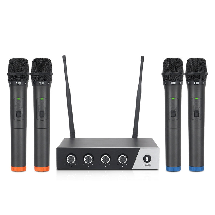 XTUGA S400 Professional 4-Channel UHF Wireless Microphone System with 4 Handheld Microphone(EU Plug) - Microphone by XTUGA | Online Shopping South Africa | PMC Jewellery | Buy Now Pay Later Mobicred