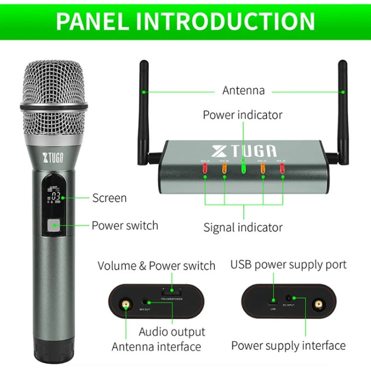 XTUGA U-F4600 Professional 4-Channel UHF Wireless Microphone System with 4 Handheld Microphone(AU Plug) - Microphone by XTUGA | Online Shopping South Africa | PMC Jewellery | Buy Now Pay Later Mobicred