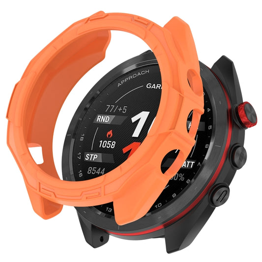 For Garmin Approach S70 47mm Armor Hollow Watch Protective Case(Orange) - Watch Cases by PMC Jewellery | Online Shopping South Africa | PMC Jewellery
