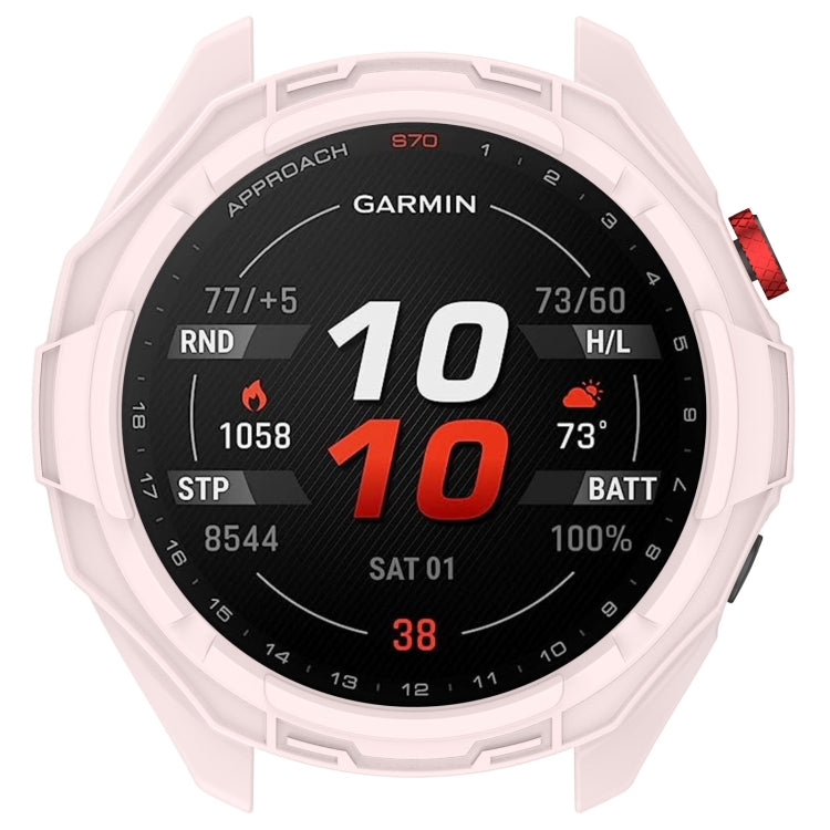 For Garmin Approach S70 47mm Armor Hollow Watch Protective Case(Light Pink) - Watch Cases by PMC Jewellery | Online Shopping South Africa | PMC Jewellery