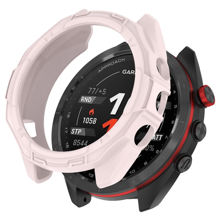 For Garmin Approach S70 42mm Armor Hollow Watch Protective Case(Light Pink) - Watch Cases by PMC TechLife | Online Shopping South Africa | PMC TechLife