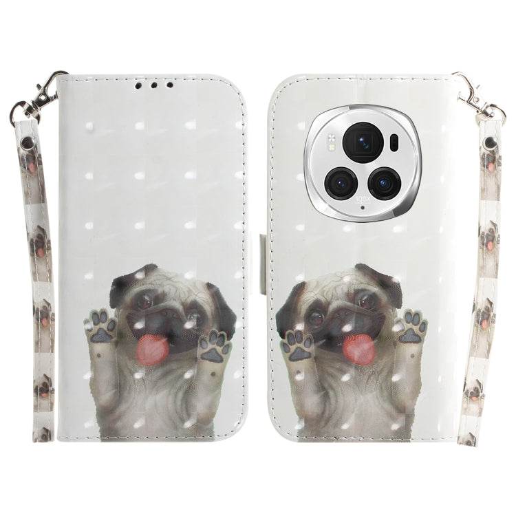 For Honor Magic6 Pro 3D Colored Horizontal Flip Leather Phone Case(Pug) - Honor Cases by PMC Jewellery | Online Shopping South Africa | PMC Jewellery | Buy Now Pay Later Mobicred