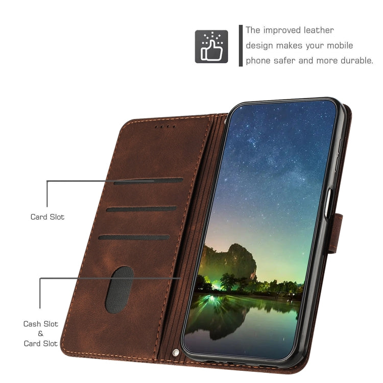 For Motorola Moto G Play 2024 Dream Triangle Leather Phone Case with Lanyard(Brown) - Motorola Cases by PMC Jewellery | Online Shopping South Africa | PMC Jewellery | Buy Now Pay Later Mobicred