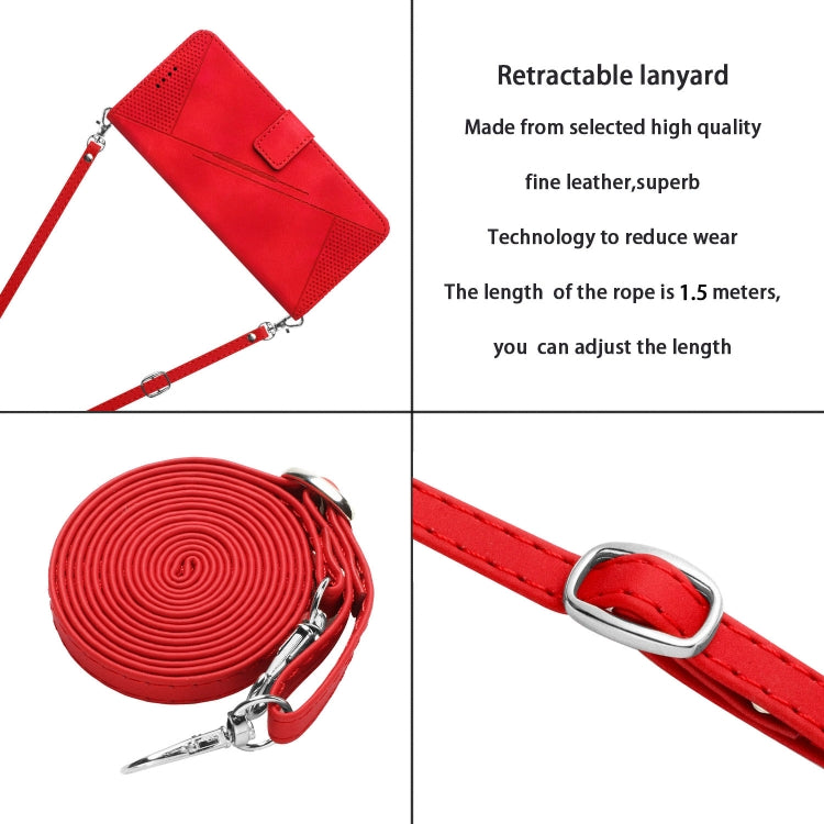 For Motorola Edge 2024 Dream Triangle Leather Phone Case with Lanyard(Red) - Motorola Cases by PMC Jewellery | Online Shopping South Africa | PMC Jewellery | Buy Now Pay Later Mobicred