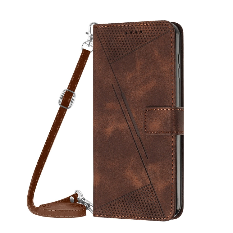 For Motorola Edge 2024 Dream Triangle Leather Phone Case with Lanyard(Brown) - Motorola Cases by PMC Jewellery | Online Shopping South Africa | PMC Jewellery | Buy Now Pay Later Mobicred