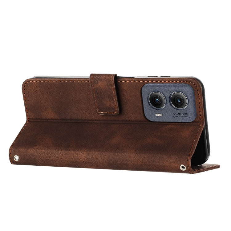 For Motorola Edge 2024 Dream Triangle Leather Phone Case with Lanyard(Brown) - Motorola Cases by PMC Jewellery | Online Shopping South Africa | PMC Jewellery | Buy Now Pay Later Mobicred