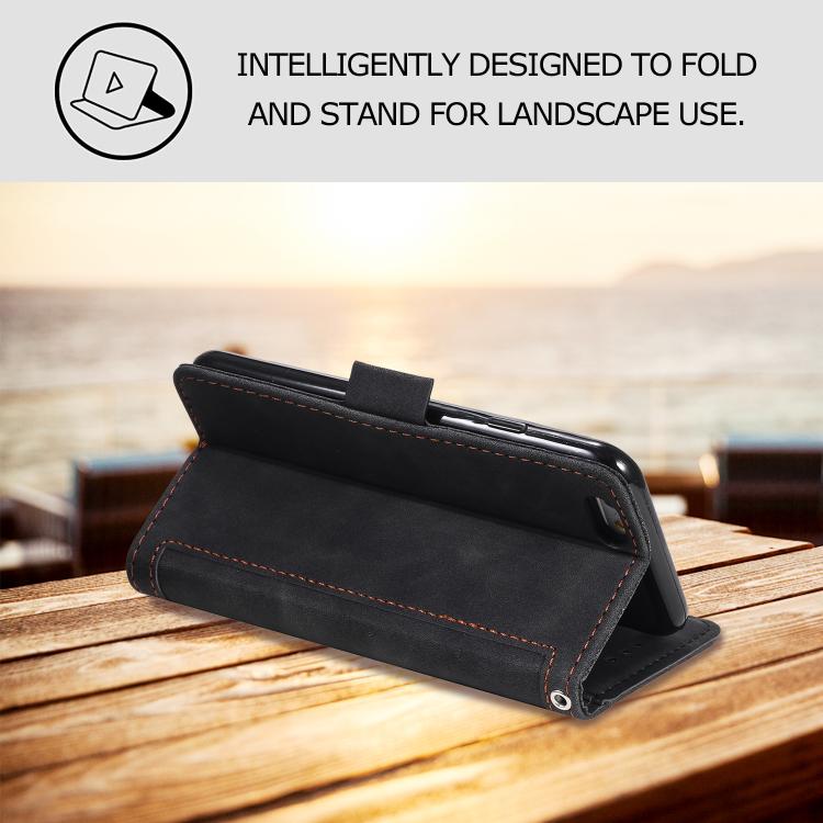 For iPhone 16e Retro Splicing Horizontal Flip Leather Phone Case(Black) - iPhone 16e Cases by PMC TechLife | Online Shopping South Africa | PMC TechLife | Buy Now Pay Later Mobicred