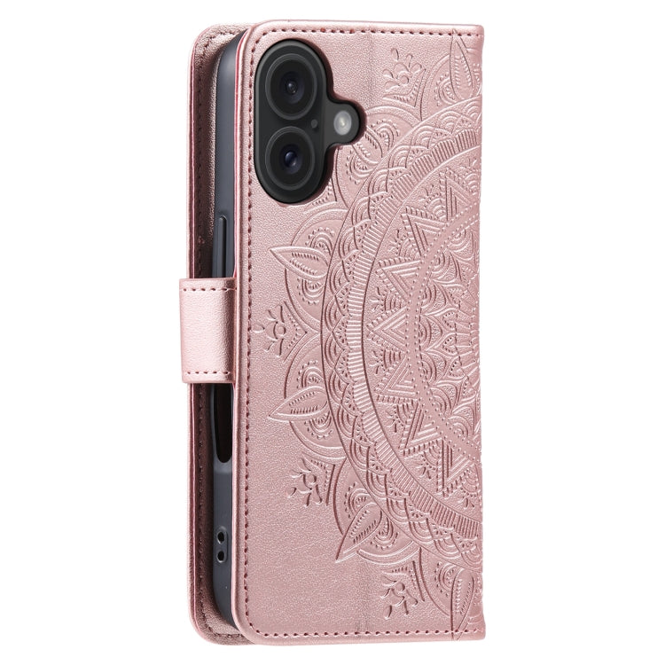 For iPhone 16 Totem Flower Embossed Leather Phone Case(Gold) - iPhone 16 Cases by PMC Jewellery | Online Shopping South Africa | PMC Jewellery | Buy Now Pay Later Mobicred