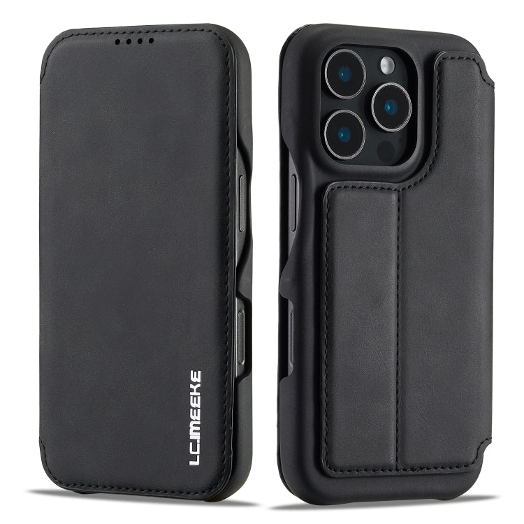 For iPhone 16 Pro Max LC.IMEEKE Hon Ancient Series Flip Leather Phone Case(Black) - iPhone 16 Pro Max Cases by LC.IMEEKE | Online Shopping South Africa | PMC Jewellery | Buy Now Pay Later Mobicred