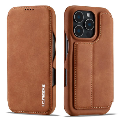 For iPhone 16 Pro Max LC.IMEEKE Hon Ancient Series Flip Leather Phone Case(Brown) - iPhone 16 Pro Max Cases by LC.IMEEKE | Online Shopping South Africa | PMC Jewellery | Buy Now Pay Later Mobicred