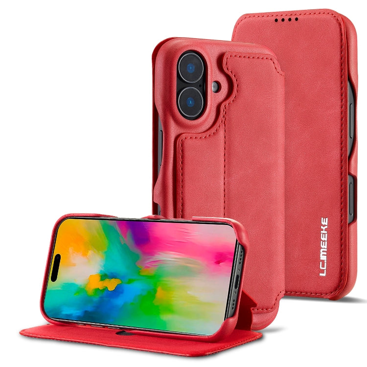 For iPhone 16 Plus LC.IMEEKE Hon Ancient Series Flip Leather Phone Case(Red) - free shipping - PMC Jewellery - Order now!