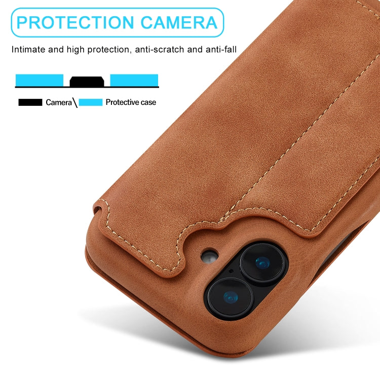 For iPhone 16 Plus LC.IMEEKE Hon Ancient Series Flip Leather Phone Case(Brown) - free shipping - PMC Jewellery - Order now!