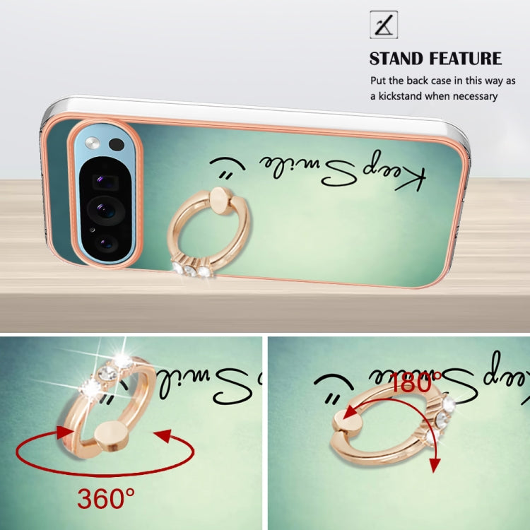 For Google Pixel 9 Pro XL Electroplating Dual-side IMD Phone Case with Ring Holder(Smile) - Google Cases by PMC TechLife | Online Shopping South Africa | PMC TechLife | Buy Now Pay Later Mobicred