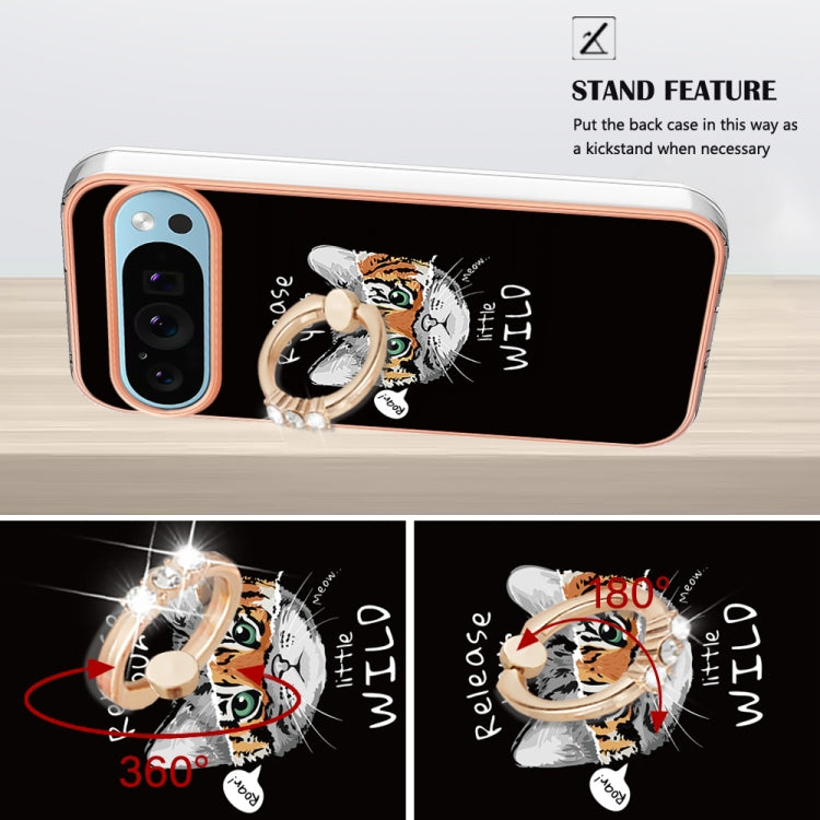 For Google Pixel 9 Pro XL Electroplating Dual-side IMD Phone Case with Ring Holder(Natural Growth) - Google Cases by PMC TechLife | Online Shopping South Africa | PMC TechLife | Buy Now Pay Later Mobicred