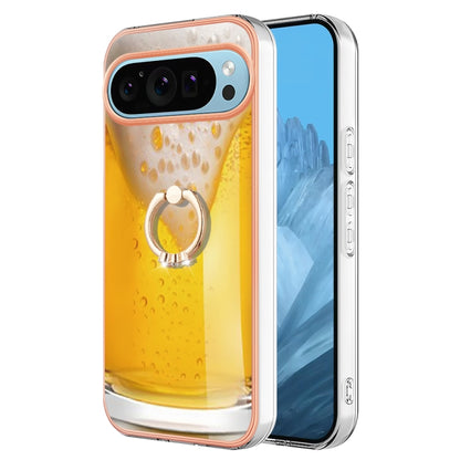 For Google Pixel 9 Pro XL Electroplating Dual-side IMD Phone Case with Ring Holder(Draft Beer) - Google Cases by PMC Jewellery | Online Shopping South Africa | PMC Jewellery | Buy Now Pay Later Mobicred