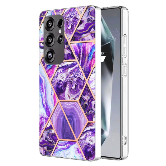 For Samsung Galaxy S25 Ultra 5G Electroplating Splicing Marble TPU Phone Case(Dark Purple) - Galaxy S25 Ultra 5G Cases by PMC Jewellery | Online Shopping South Africa | PMC Jewellery | Buy Now Pay Later Mobicred