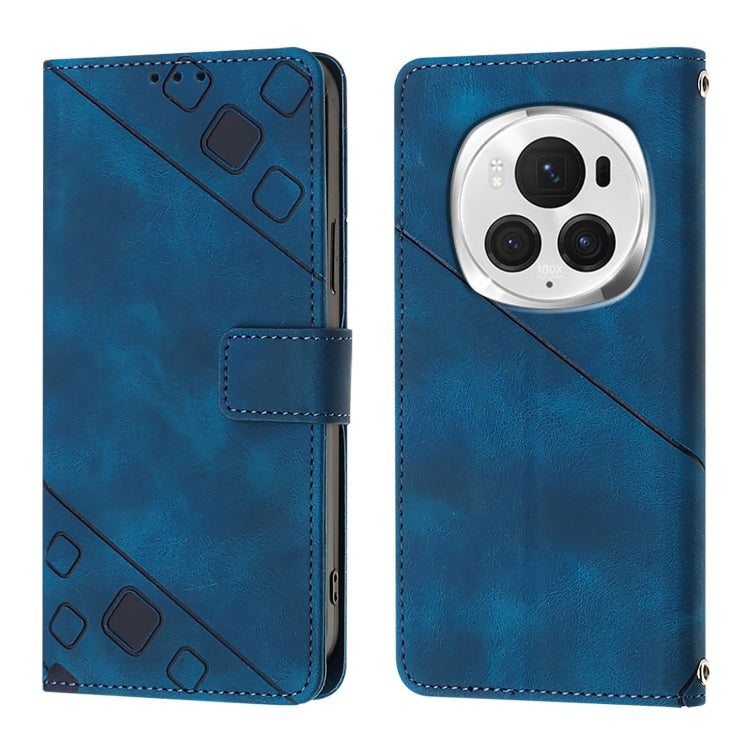 For Honor Magic6 Pro 5G Global Skin-feel Embossed Leather Phone Case(Blue) - Honor Cases by PMC Jewellery | Online Shopping South Africa | PMC Jewellery | Buy Now Pay Later Mobicred