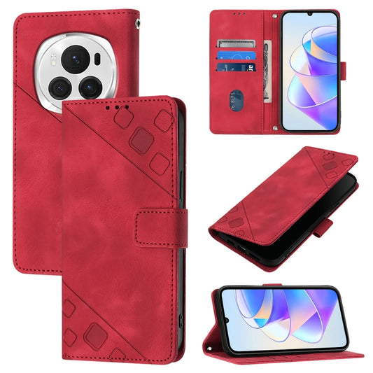 For Honor Magic6 Pro 5G Global Skin-feel Embossed Leather Phone Case(Red) - Honor Cases by PMC Jewellery | Online Shopping South Africa | PMC Jewellery | Buy Now Pay Later Mobicred